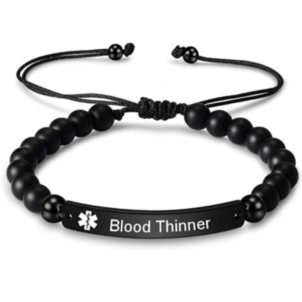 Natural Stone Beaded Medical Alert Blood Thinning